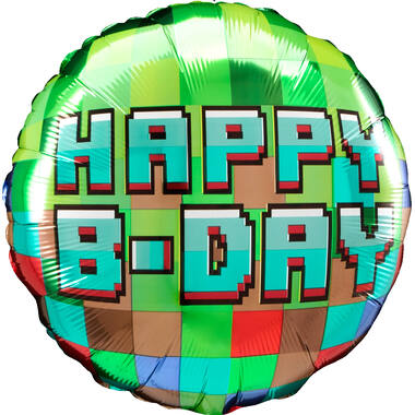 Foil Balloon - "HAPPY B-DAY" - Pixel Party - 45 cm